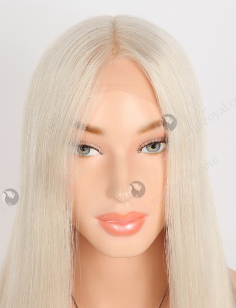 Best Natural Looking Wigs for Caucasian Gorgeous 18 Inch Straight White Blonde Transparent HD Melting Lace Front Wig RLF-08070