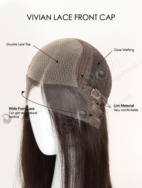 Natural Looking Small Cap HD Melting Lace Front Wig | High Quality 100 Human Hair 18 Inch Darkest Brown Wig RLF-08054-28358