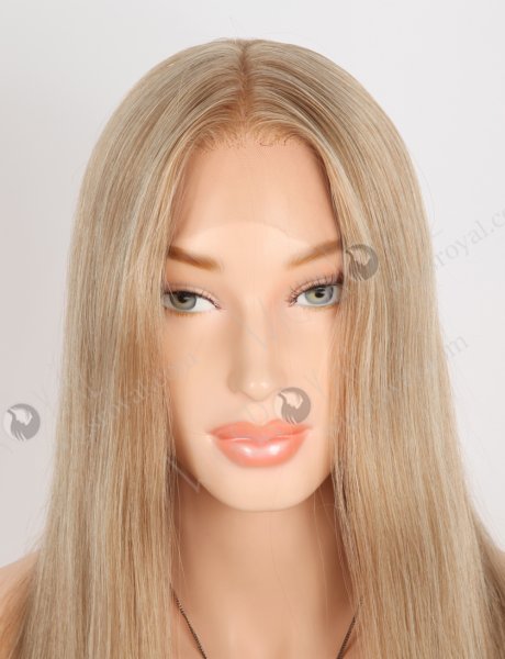 Super Natural Hair Parting Hidden Knot Silk Top Full Lace Wig | In Stock European Virgin Hair 18" Straight 8a#/60# Blended Color Lace Front Wig RLF-08064