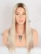 Fabulous White Color Lace Front Wig With Golden Brown Roots Color RLF-08071