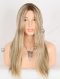 Most Realistic Human Hair Wigs Caucasian Beautiful 18 Inch Darker Roots Blonde with Brown Highlights RLF-08072