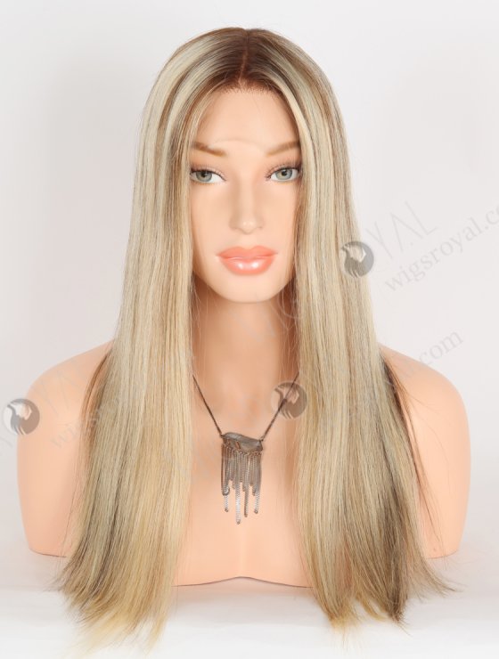 In Stock European Virgin Hair 18" Straight T4/22# With 4# Highlights Color Lace Front Wig RLF-08073-28640