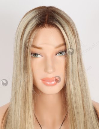 Best Natural Looking Human Hair Wigs for Caucasian 18 Inch Beautiful Blonde and Brown Highlights Color RLF-08073