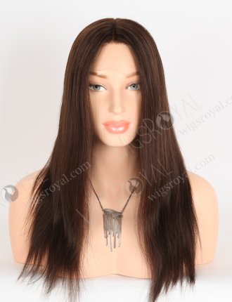 Medium Length Virgin Hair HD Melting Lace Front Wigs 16 Inch Straight Dark Brown Wigs for Beginners RLF-08055