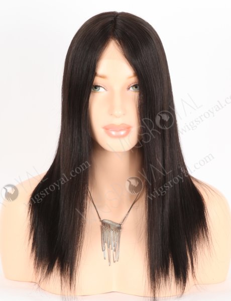 Straight Black Wig 14 In Natural Looking Tiny Knots Thick Hair Ends HD Lace Top Wig RLF-08051