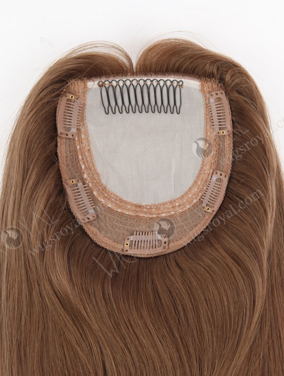 European Human Hair 16'' One Length Straight Middle Golden Brown Color Toppers Topper-022-28766