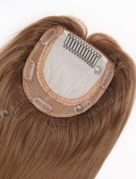 European Human Hair 16'' One Length Straight Middle Golden Brown Color Toppers Topper-022-28768