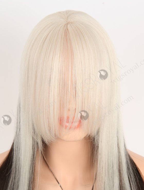 White With Black Color Fine European Virgin Human Hair Lace Front Wig With Bang WR-CLF-068-28885