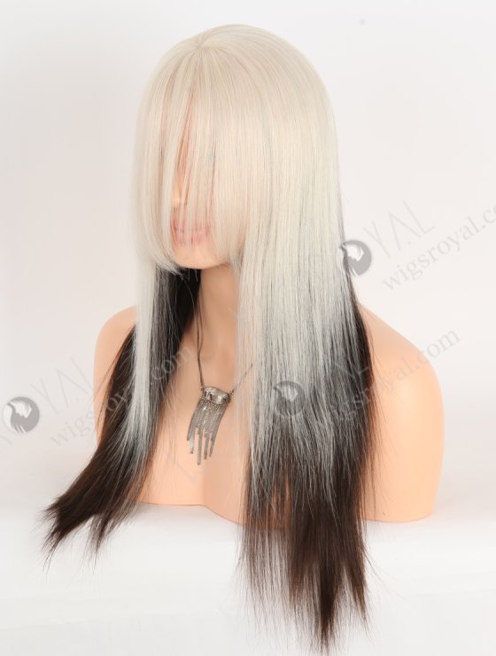 White With Black Color Fine European Virgin Human Hair Lace Front Wig With Bang WR-CLF-068-28887