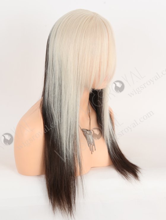 White With Black Color Fine European Virgin Human Hair Lace Front Wig With Bang WR-CLF-068-28886