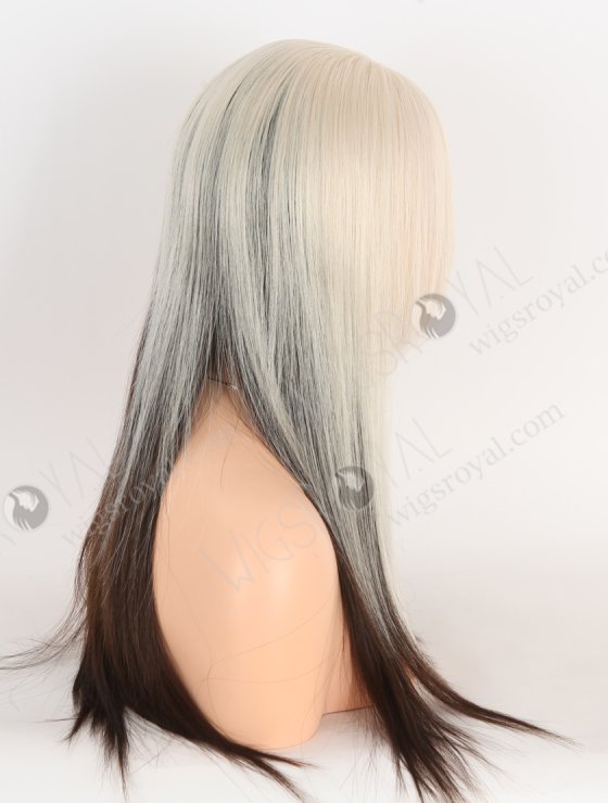 White With Black Color Fine European Virgin Human Hair Lace Front Wig With Bang WR-CLF-068-28889