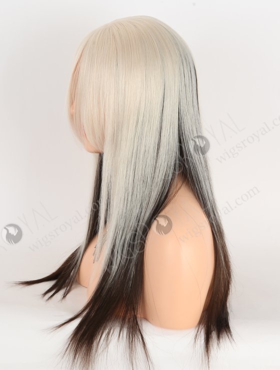 White With Black Color Fine European Virgin Human Hair Lace Front Wig With Bang WR-CLF-068-28888