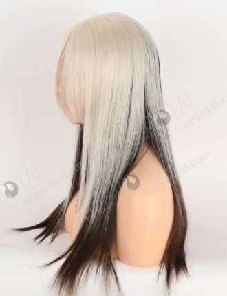 White With Black Color Fine European Virgin Human Hair Lace Front Wig With Bang WR-CLF-068