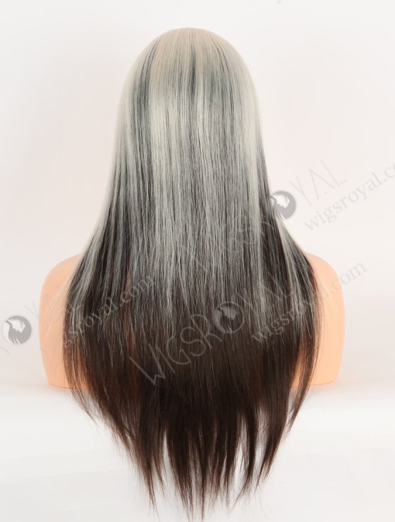 White With Black Color Fine European Virgin Human Hair Lace Front Wig With Bang WR-CLF-068-28890