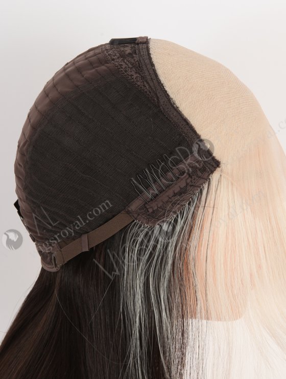 White With Black Color Fine European Virgin Human Hair Lace Front Wig With Bang WR-CLF-068-28894