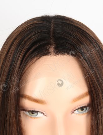 Fast Shipping Fashion Wigs for Small Heads 16 Inch European Virgin Hair Stunning Black and Brown Highlights RLF-08075