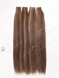 Cuttable Genius Weft Hair Extensions 18 Inch Premium Quality Brown with Blonde Highlights Human virgin Hair SGW-08007