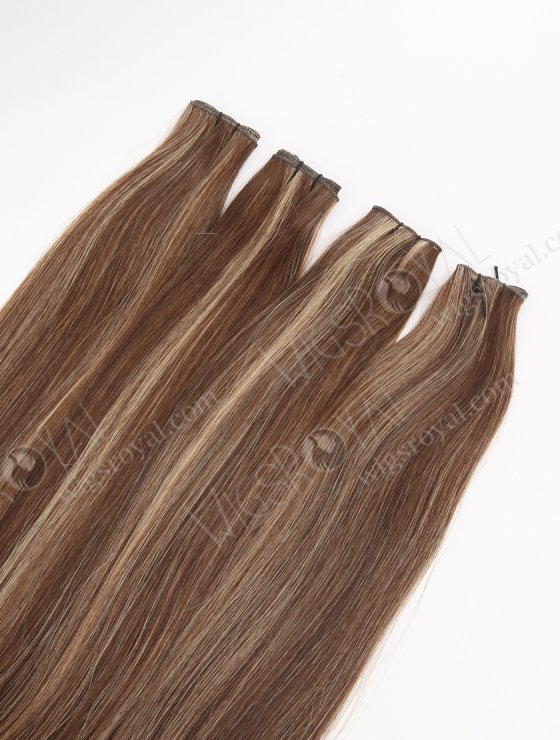 Cuttable Genius Weft Hair Extensions 18 Inch Premium Quality Brown with Blonde Highlights Human virgin Hair SGW-08007-29205