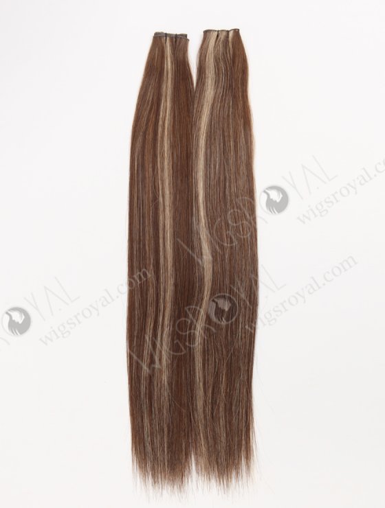 Cuttable Genius Weft Hair Extensions 18 Inch Premium Quality Brown with Blonde Highlights Human virgin Hair SGW-08007-29206