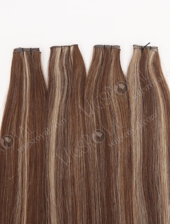 Cuttable Genius Weft Hair Extensions 18 Inch Premium Quality Brown with Blonde Highlights Human virgin Hair SGW-08007-29209