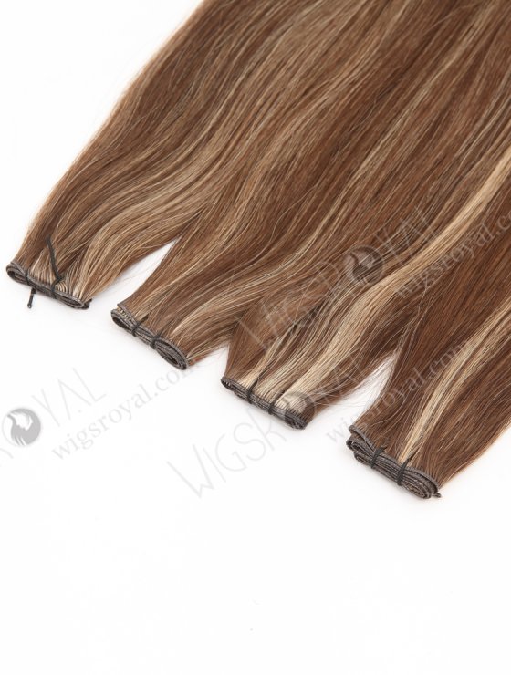 Cuttable Genius Weft Hair Extensions 18 Inch Premium Quality Brown with Blonde Highlights Human virgin Hair SGW-08007-29208