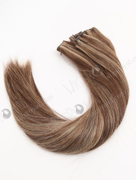 Cuttable Genius Weft Hair Extensions 18 Inch Premium Quality Brown with Blonde Highlights Human virgin Hair SGW-08007-29211