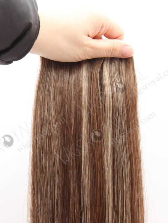 Cuttable Genius Weft Hair Extensions 18 Inch Premium Quality Brown with Blonde Highlights Human virgin Hair SGW-08007-29212