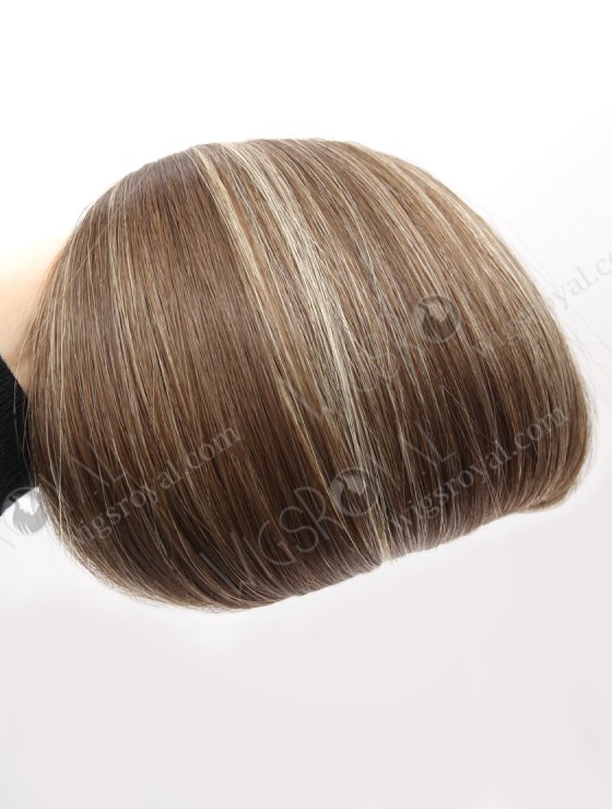 European Genius Weft Hair Extensions Thin Flat and Cuttable 18 Inch Rooted Brown with Blonde Highlights SGW-08015-29288