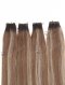 European Genius Weft Hair Extensions Thin Flat and Cuttable 18 Inch Rooted Brown with Blonde Highlights SGW-08015