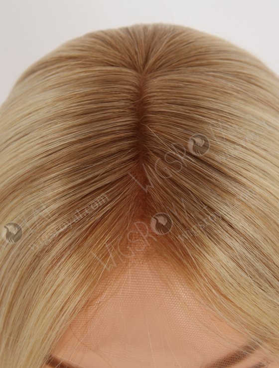 Undetectable 20 Inch European Hair Small Cap Size Brown Roots Long Blonde Lace Front Wig for Caucasian Women RLF-08069-29431