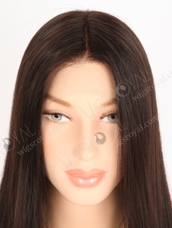 Natural Looking Small Cap HD Melting Lace Front Wig | High Quality 100 Human Hair 18 Inch Darkest Brown Wig RLF-08054-29484