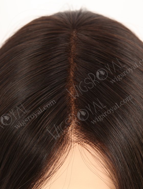 Natural Looking Small Cap HD Melting Lace Front Wig | High Quality 100 Human Hair 18 Inch Darkest Brown Wig RLF-08054-29485