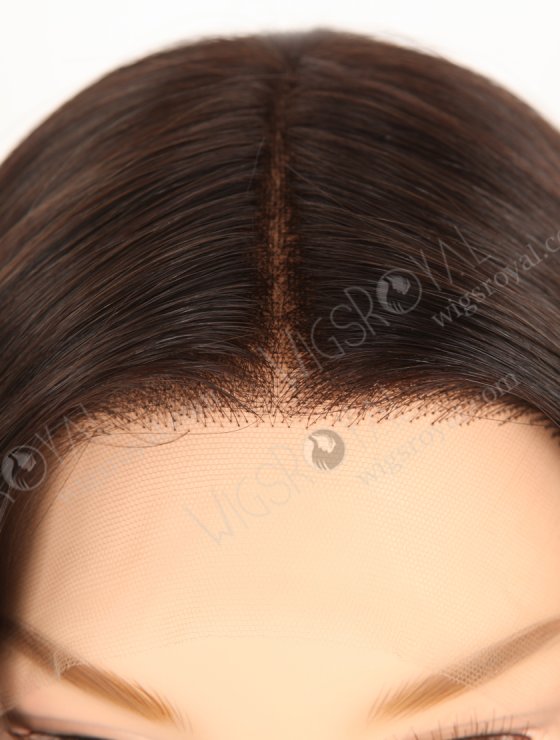 Natural Looking Small Cap HD Melting Lace Front Wig | High Quality 100 Human Hair 18 Inch Darkest Brown Wig RLF-08054-29486