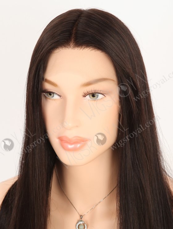 Natural Looking Small Cap HD Melting Lace Front Wig | High Quality 100 Human Hair 18 Inch Darkest Brown Wig RLF-08054-29487