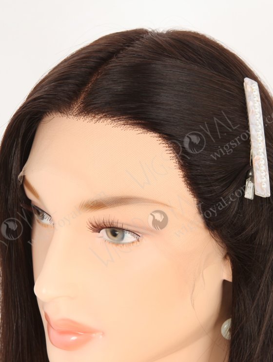 Natural Looking Small Cap HD Melting Lace Front Wig | High Quality 100 Human Hair 18 Inch Darkest Brown Wig RLF-08054-29489