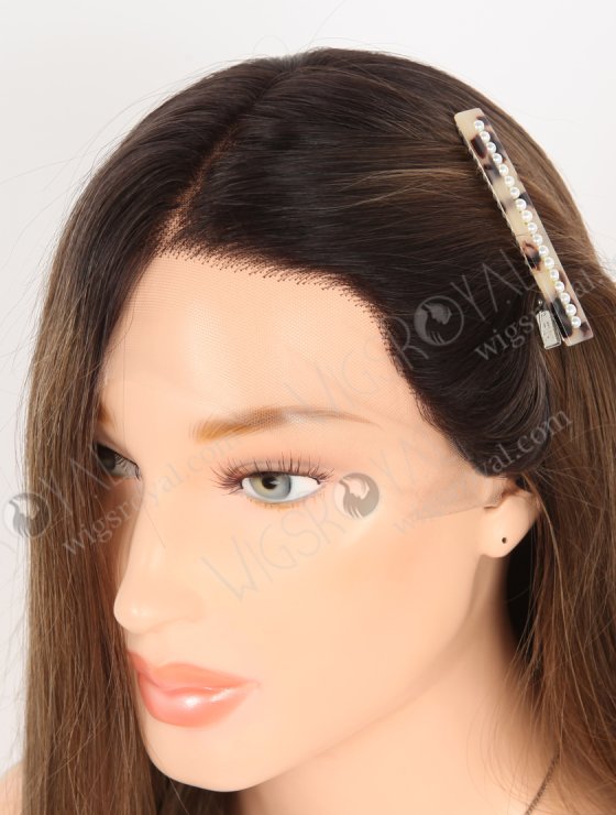 Gorgeous Dark Roots Long Brown Wig Luxury 20 Inch Real Human Hair Natural Looking Transparent HD Lace Top Wig RLF-08066-29434