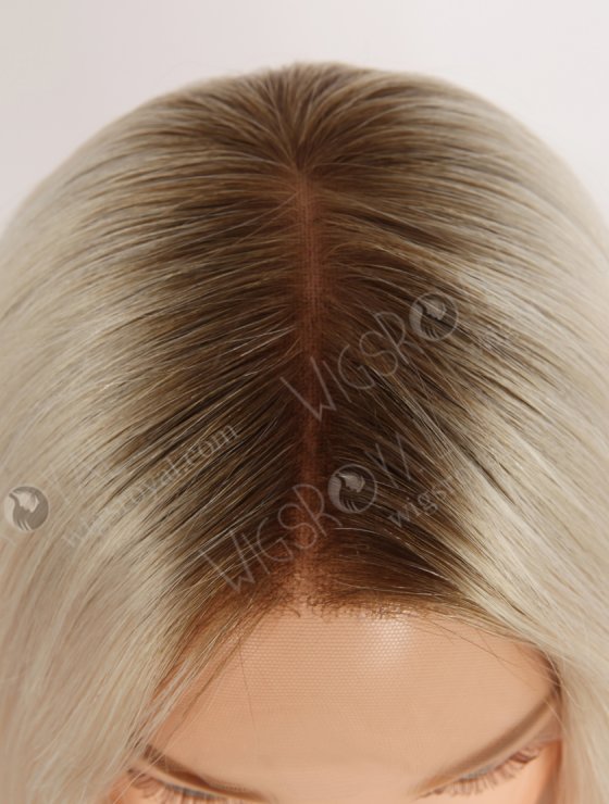 Fabulous White Color Lace Front Wig With Golden Brown Roots Color RLF-08071-29427