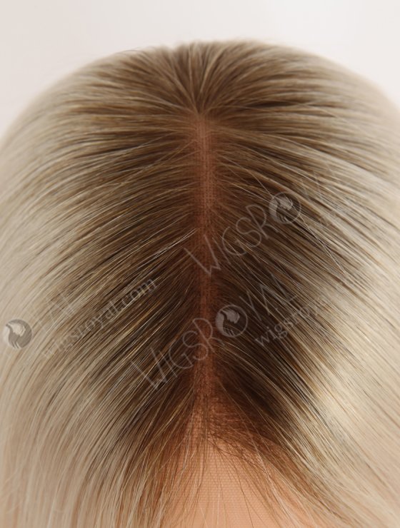 Fabulous White Color Lace Front Wig With Golden Brown Roots Color RLF-08071-29428