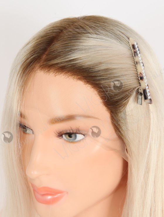 Fabulous White Color Lace Front Wig With Golden Brown Roots Color RLF-08071-29425