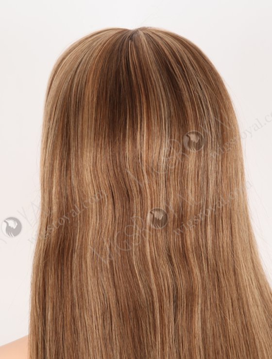 Trendy Brown Wig with Blonde Highlights Perfect Hairline | In Stock European Virgin Hair 16" Straight 4/10# Evenly Blended with 14# Highlights Lace Front Silk Top Glueless Wig GLL-08023-29587