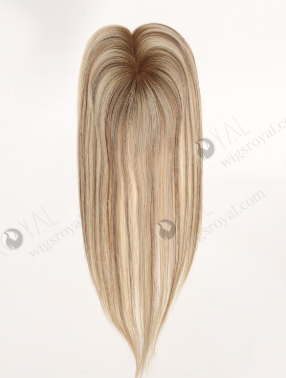 Light Volume Rooted Blonde with Brown Lowlights Small Base Mono Hair Topper-083-29594