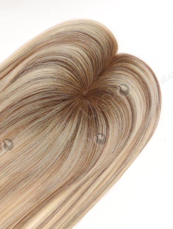 Light Volume Rooted Blonde with Brown Lowlights Small Base Mono Hair Topper-083-29596