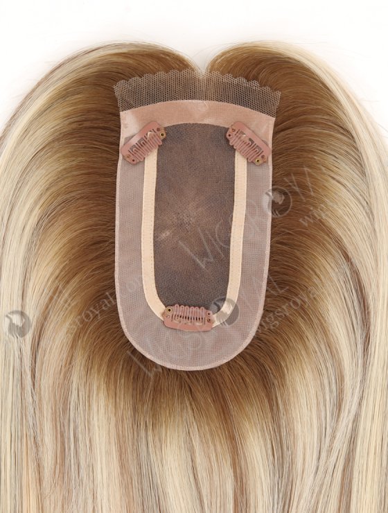 Light Volume Rooted Blonde with Brown Lowlights Small Base Mono Hair Topper-083-29600