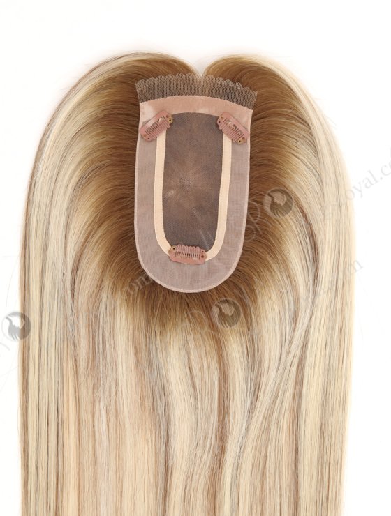 Light Volume Rooted Blonde with Brown Lowlights Small Base Mono Hair Topper-083-29597