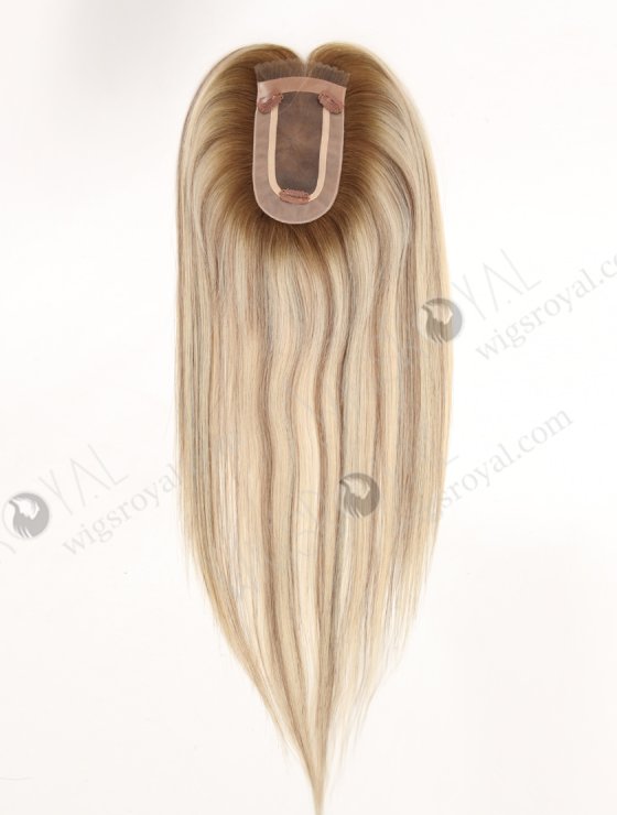 Light Volume Rooted Blonde with Brown Lowlights Small Base Mono Hair Topper-083-29599