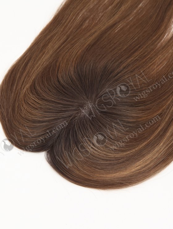 In Stock 2.75"*5.25" European Virgin Hair 16" Straight T2/10# with T2/8# Highlights Color Monofilament Hair Topper-122-29618