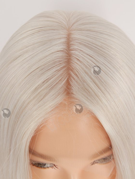 In Stock European Virgin Hair 16" Straight Platinum Gray Color Lace Front Silk Top Glueless Wig GLL-08083-29645