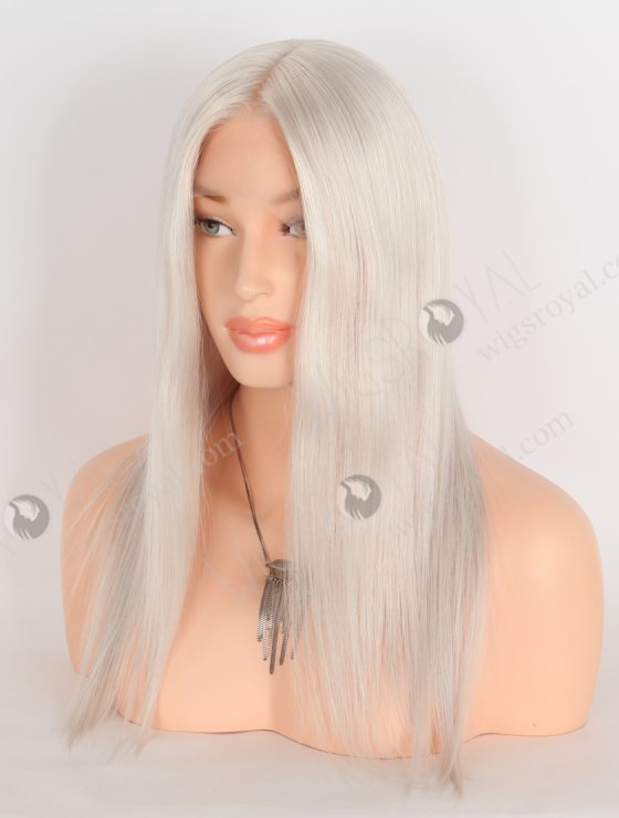 In Stock European Virgin Hair 16" Straight Platinum Gray Color Lace Front Silk Top Glueless Wig GLL-08083-29648