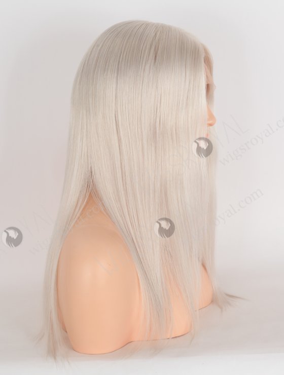 In Stock European Virgin Hair 16" Straight Platinum Gray Color Lace Front Silk Top Glueless Wig GLL-08083-29649