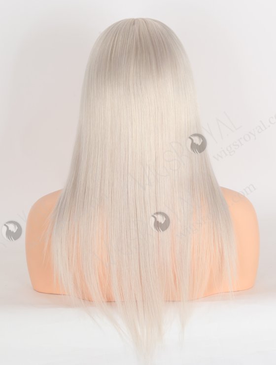 In Stock European Virgin Hair 16" Straight Platinum Gray Color Lace Front Silk Top Glueless Wig GLL-08083-29652